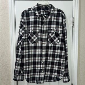 Lrg Black and White Casual Button Down Shirt